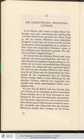 II. Die exegetischen Prinzipien Luthers