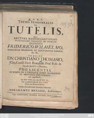Theses Inaugurales De Tutelis