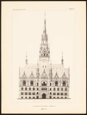 Konkurrenzentwürfe für ein Rathaus in Stuttgart, zusammengest. v. W. Kick, Stuttgart 1895: Ansicht