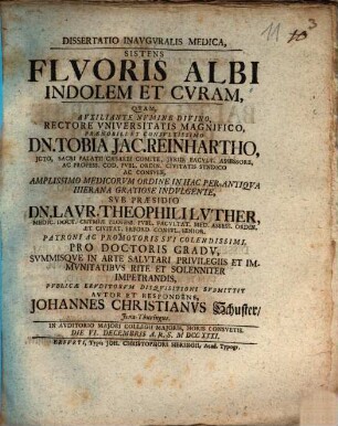 Dissertatio Inavgvralis Medica, Sistens Flvoris Albi Indolem Et Cvram