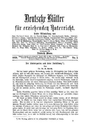 Der Kindergarten und seine Umbildung