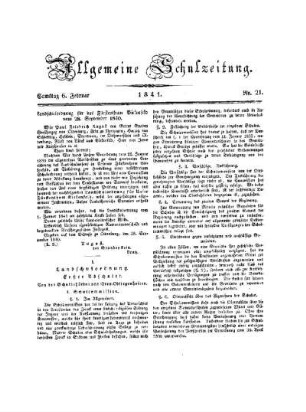 Landschulordnung für das Fürstenthum Birkenfeld vom 28. September 1840