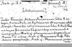 Literatura Graeca B 0005: Literatura Graeca B 0005