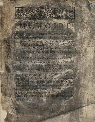 Memoire pour Me. Claude-Thomas-Guillaume Guilbert de Preval, ...demandeur, contre Me. le Thieullier, ... & les docteurs regens de la même faculté, défendeurs