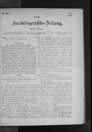 No 25 1879. Handelsgerichts-Zeitung.