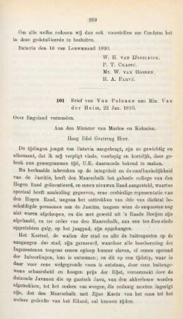 101. Brief van Van Polanen aan Min. Van der Heim, 22 Jan. 1810
