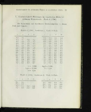 7. Geschwindigkeits-Messungen im ungetheilten Rhein bei mittlerem Wasserstande. Profil A (1790).