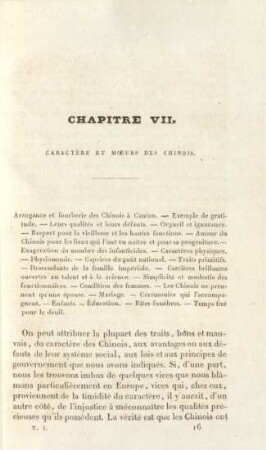 Chapitre VII. Caractères et moeurs des Chinois