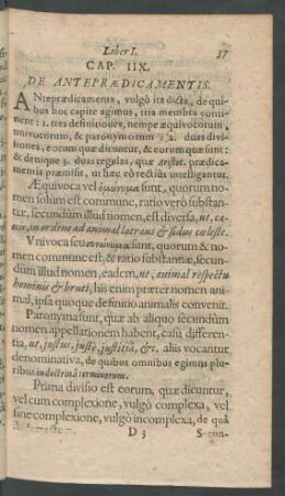 Caput IIX. De Antepraedicamentis.