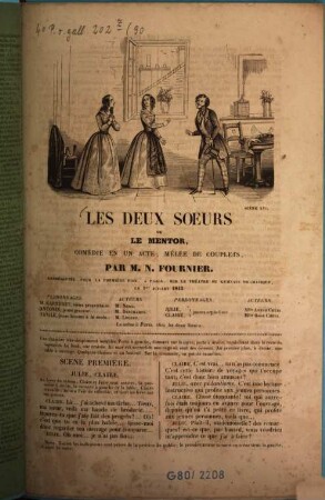 Les deux soeurs ou le mentor : comédie en un acte, mêlée de couplets
