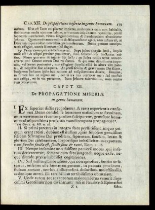 Caput XII. De Propagatione Miseriae in genus humanum