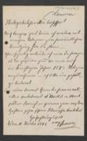 Brief von Adolph Senoner an Unbekannt