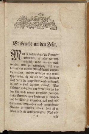 Vorbericht an den Leser.