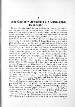 VI. Einholung und Einrichtung der neuerwählten Hauptpastoren.