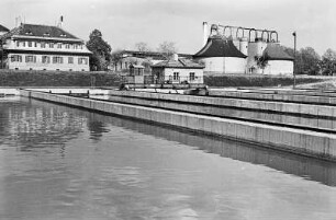 Dresden, Kaditz. Kläranlage Kaditz, Mai 1956
