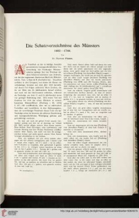 Die Schatzverzeichnisse des Münsters 1483-1748