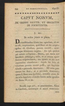 Caput Nonum, De Ordine Salutis, Et Speciatim De Poenitentia.