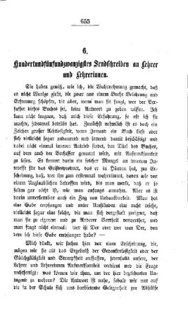 Hundertundfünfundzwanzigstes Sendschreiben an Lehrer und Lehrerinnen