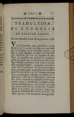 Traduction De L' Homélie Du Pasteur Bourn [...]