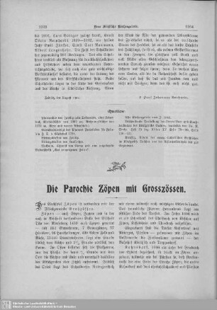 Die Parochie Zöpen mit Grosszössen
