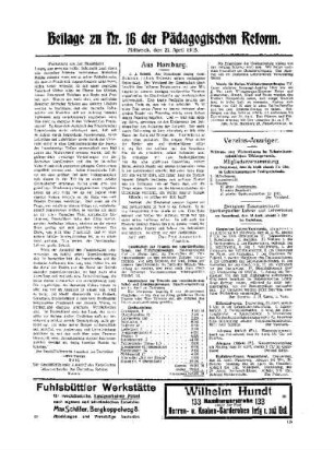 [Umschau] : (Fortsetzung aus dem Hauptblatt) ; Beilage zu Nr. 16 der Pädagogischen Reform