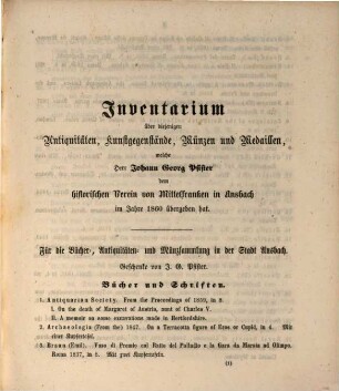 Jahresbericht des Historischen Vereins für Mittelfranken. 29, 29. 1861
