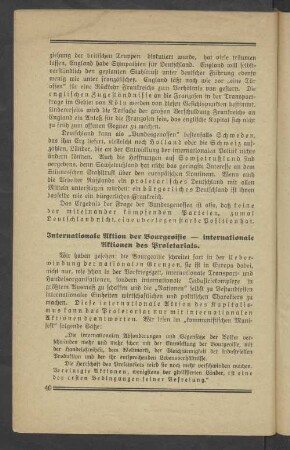 Internationale Aktion der Bourgeoisie - internationale Aktionen des Proletariats