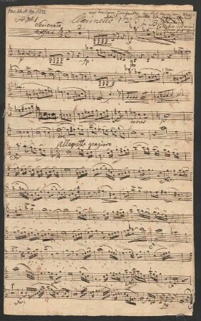 Euryanthe, fl, cl (2), cor (2), fag (2), WeV C.9, J J. 291, Excerpts, Arr - BSB Mus.Schott.Ha 1755 : [heading, cl:] aus der Oper Eurÿanthe von Carl Maria von Weber
