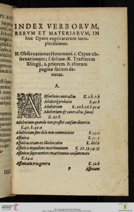Index verborum, rerum et materiarum, in hoc Opere explicatarum locupletissimus