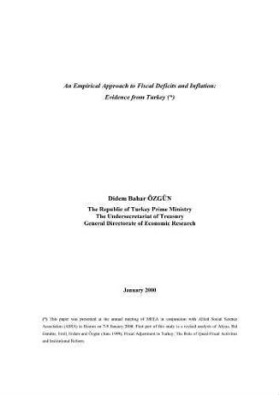 An Empirical Approach to Fiscal Deficits and Inflation: Evidence from Turkey