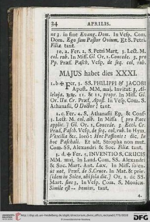 MAJUS habet dies XXXI.