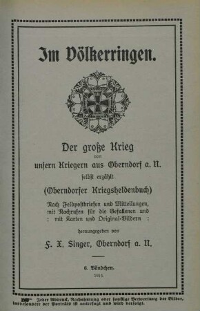 Bändchen 6: Im Völkerringen