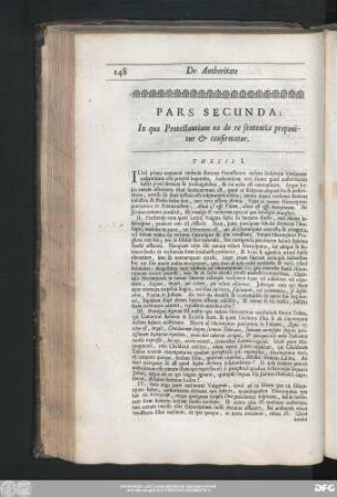 Pars Secunda : In Qua Protestantium ea de re sententia proponitur & confirmatur.