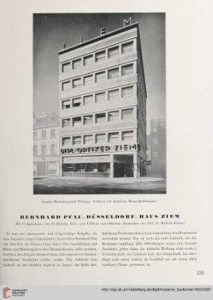 Bernhard Pfau, Düsseldorf. Haus Ziem