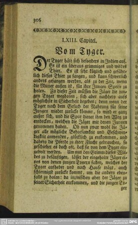 LXIII. Capitel. Vom Tyger