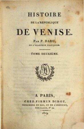 Histoire de la république de Venise, 2