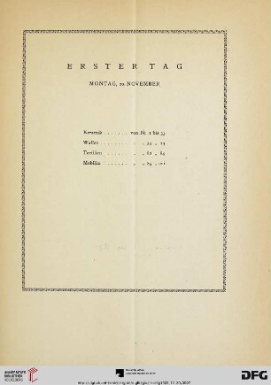 Erster Tag: Montag, 20. November (Nr. 1-120)