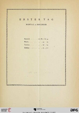 Erster Tag: Montag, 20. November (Nr. 1-120)