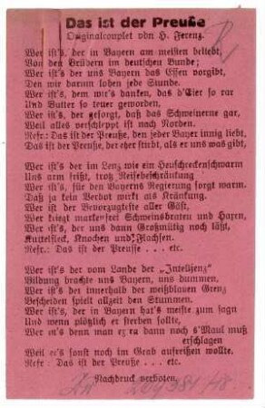 o.Nr.: Das ist der Preuße (Couplet) ... (verboten)
