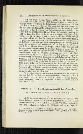 Reformpläne für den Religionsunterricht der Gymnasien