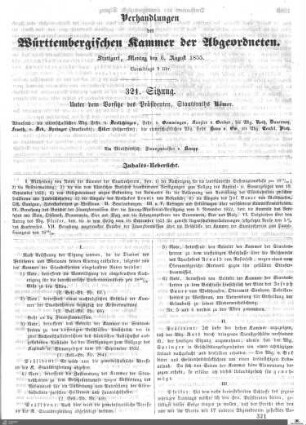 321. Sitzung, Stuttgart, 6.8.1855