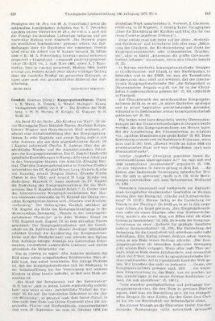 615-617 [Rezension] Der Kongregationalismus