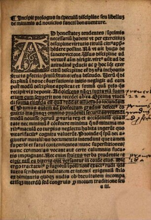 S. Bonaventurae Speculum disciplinae ad novitios