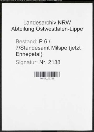 Namensverzeichnis Milspe (jetzt Ennepetal), Todesfälle