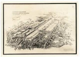 Gartenanlage Frankfurter Wiesen / Richard-Wagner-Hain / Richard-Wagner-Denkmal, Leipzig: Gestaltungsplan Frankfurter Wiesen: Perspektivische Ansicht (Vogelschau)