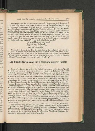 Das Brandstifterunwesen im Volksmund unserer Heimat