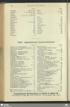 XXIII. Alphabetisches Sachverzeichniss