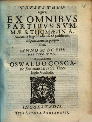Disputatio Theologica De SS. Evcharistiae Sacramento