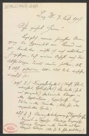 Brief an B. Schott's Söhne : 07.11.1907