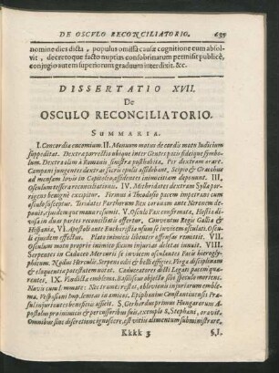 Dissertatio XVII. De Osculo Reconciliatorio.